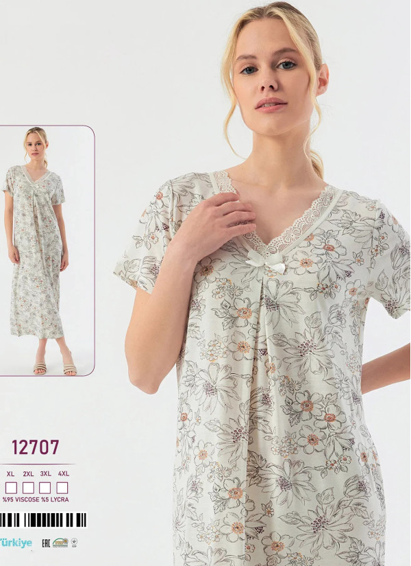 Viscose Nightdress (XL+2XL+3XL+4XL) Caroline 12707 — wholesale for boutiques