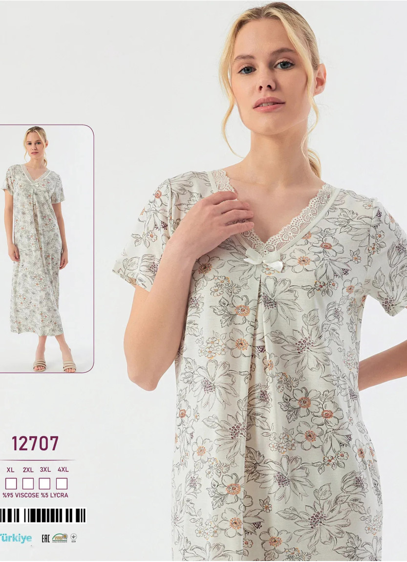 Ночная Сорочка Вискоза (XL+2XL+3XL+4XL) Caroline 12707 — фабричная коллекция оптом