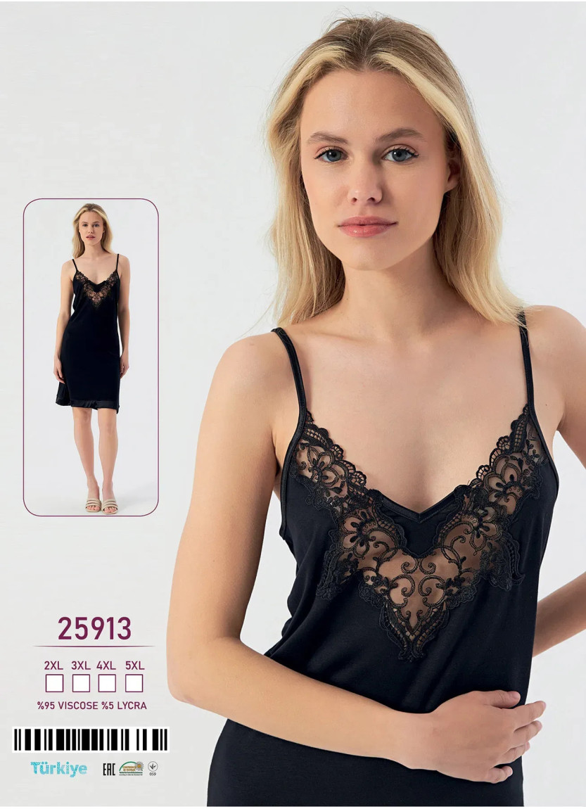 Viscose Nightdress (2XL+3XL+4XL+5XL) Caroline 25913 — Turkish factory wholesale