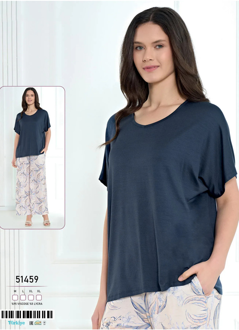 Caroline 51459 Оптом Турция Фабрика Пижама Женская Комплект с Брюками Вискоза (M+L+XL+XL) Caroline 51459 Купить Оптом с Турции