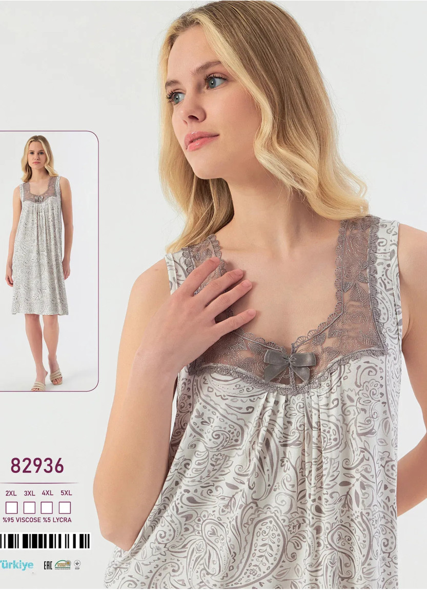 Ночная Сорочка Вискоза (2XL+3XL+4XL+5XL) Caroline 82936 — купить оптом со Стамбула