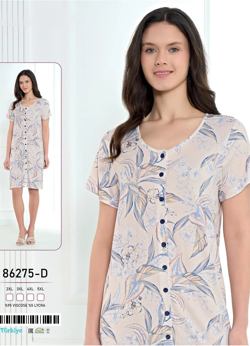 Viscose Nightdress (2XL+3XL+4XL+5XL) Caroline 86275-D — Turkey wholesale collection