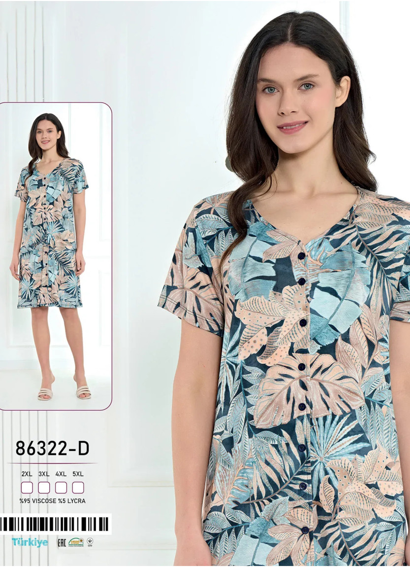Viscose Nightdress (2XL+3XL+4XL+5XL) Caroline 86322-D — Istanbul wholesale supplier