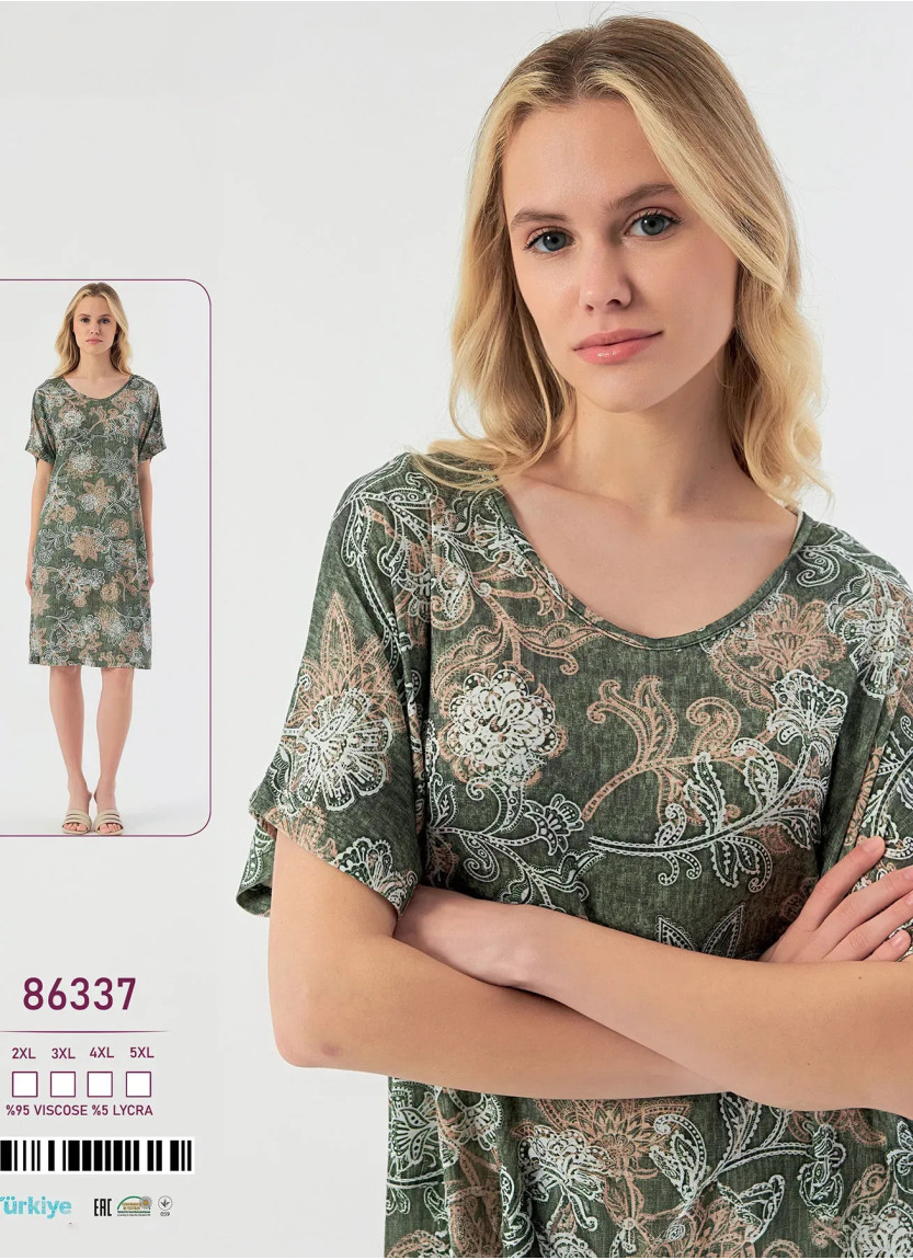 Caroline 86337 Оптом Турция Фабрика Ночная Сорочка Вискоза (2XL+3XL+4XL+5XL) Caroline 86337 Купить Оптом с Турции