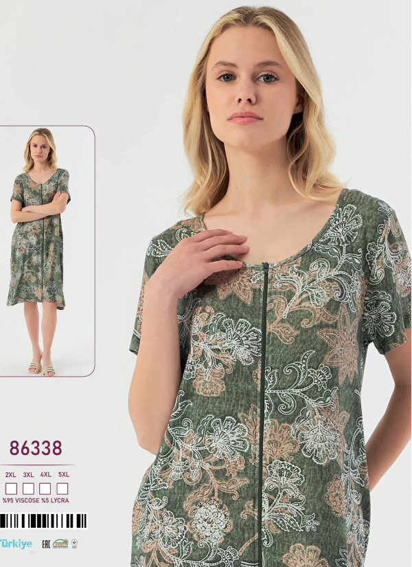 Caroline 86338 Оптом Турция Фабрика Ночная Сорочка Вискоза (2XL+3XL+4XL+5XL) Caroline 86338 Купить Оптом с Турции