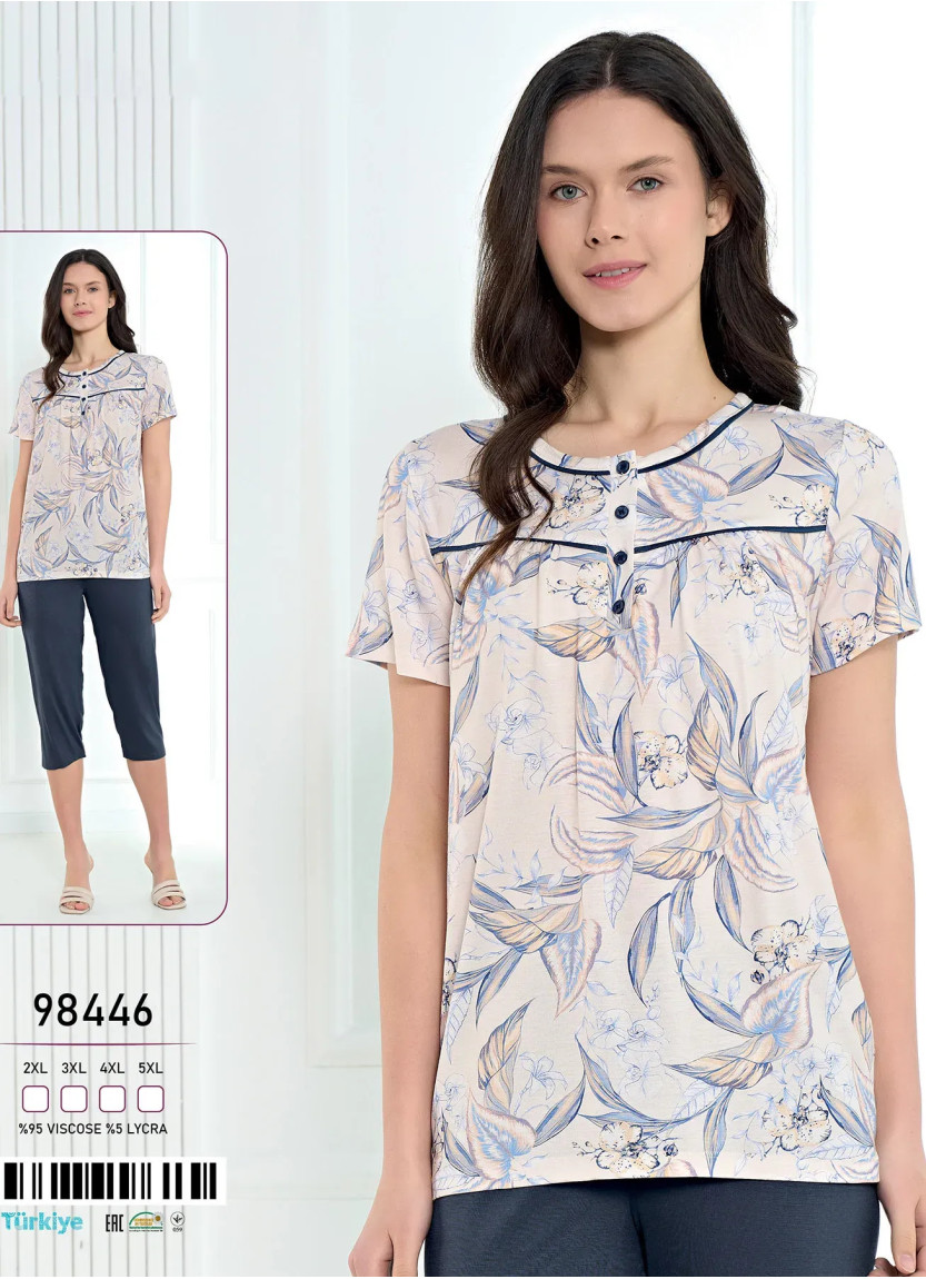 Женский Комплект с Капри Вискоза (2XL+3XL+4XL+5XL) Caroline 98446 — оптом от турецкой фабрики
