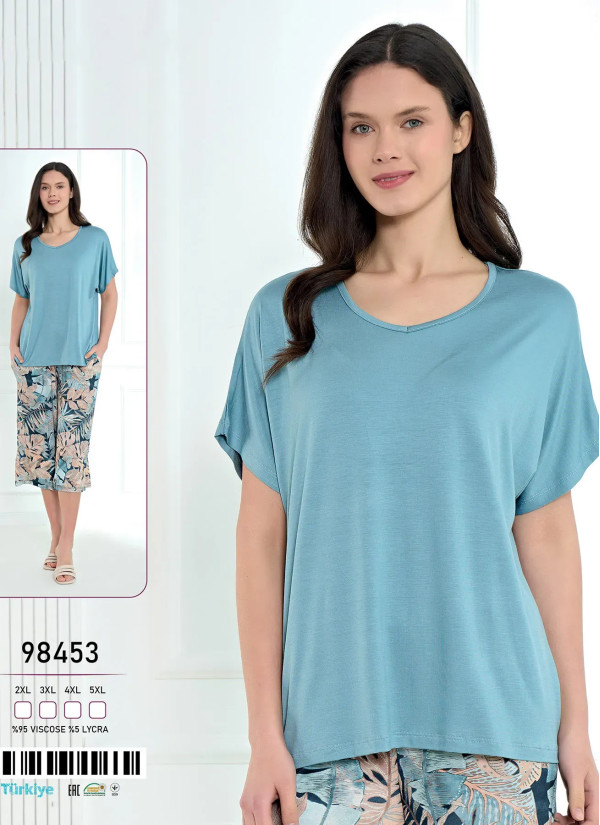 Women's Set with Capri Pants Viscose (2XL+3XL+4XL+5XL) Caroline 98453 — Istanbul wholesale supplier