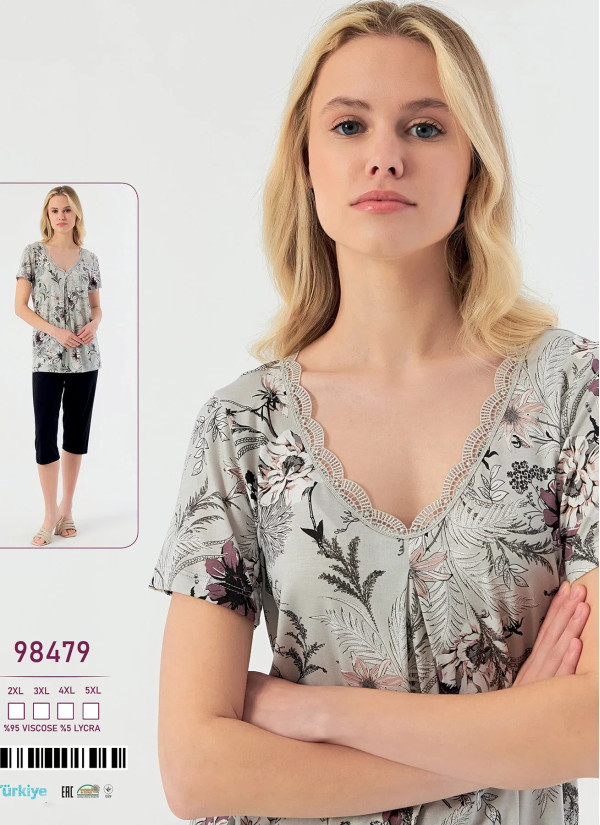 Women's Set with Capri Pants Viscose (2XL+3XL+4XL+5XL) Caroline 98479 — wholesale for boutiques