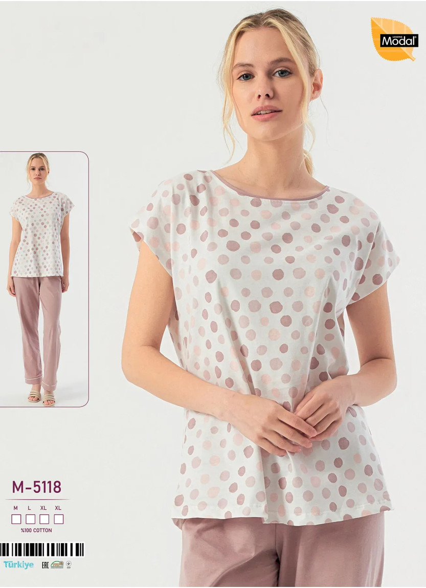 Women's Pajamas Set with Trousers Cotton Caroline -5118 (M+L+XL+XL) Caroline M-5118 — Istanbul wholesale supplier