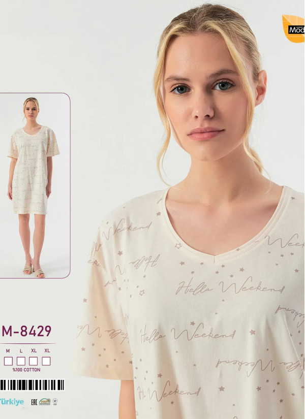 Nightdress Cotton Caroline -8429 (M+L+XL+XL) Caroline M-8429 — wholesale for boutiques