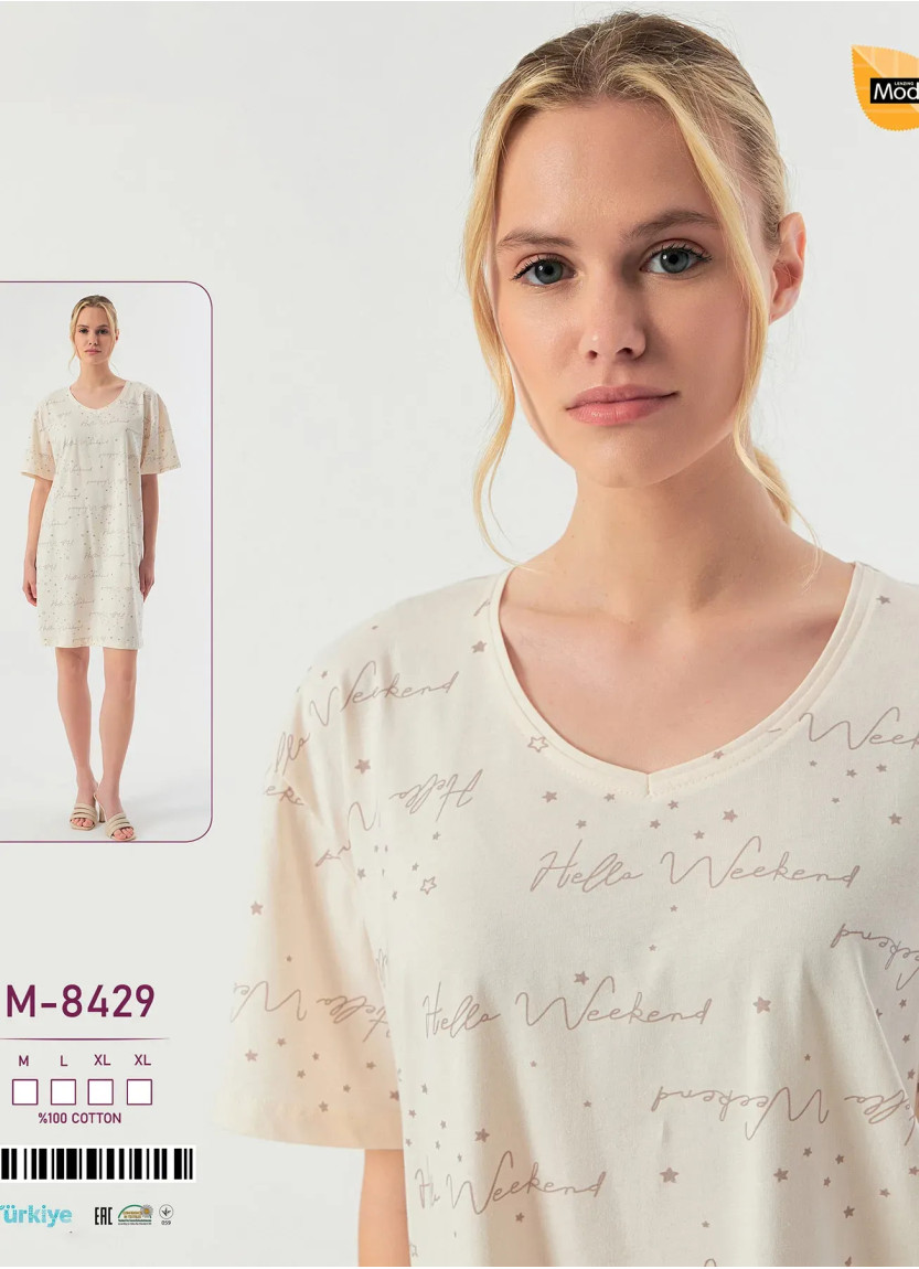 Ночная Сорочка Хлопок (M+L+XL+XL) Caroline M-8429 — фабричная коллекция оптом