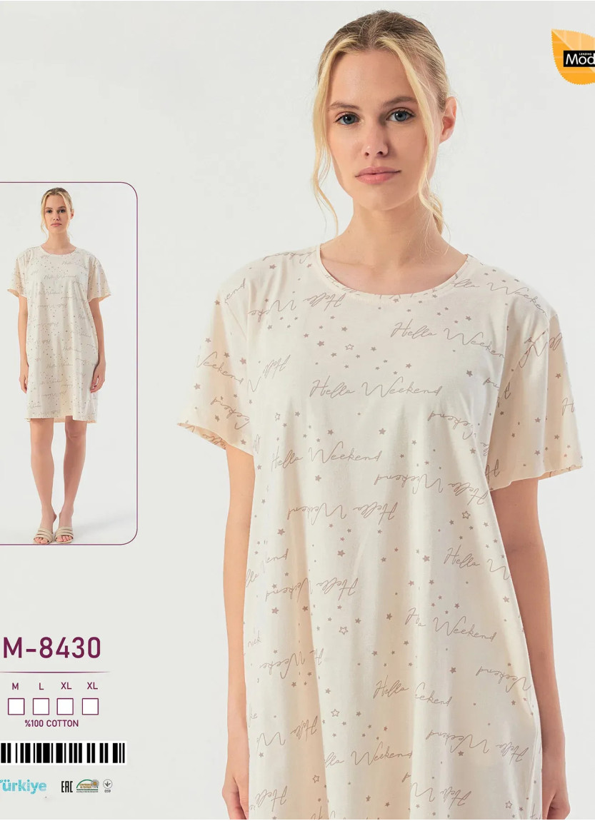 Ночная Сорочка Хлопок (M+L+XL+XL) Caroline M-8430 — прямые поставки из Турции
