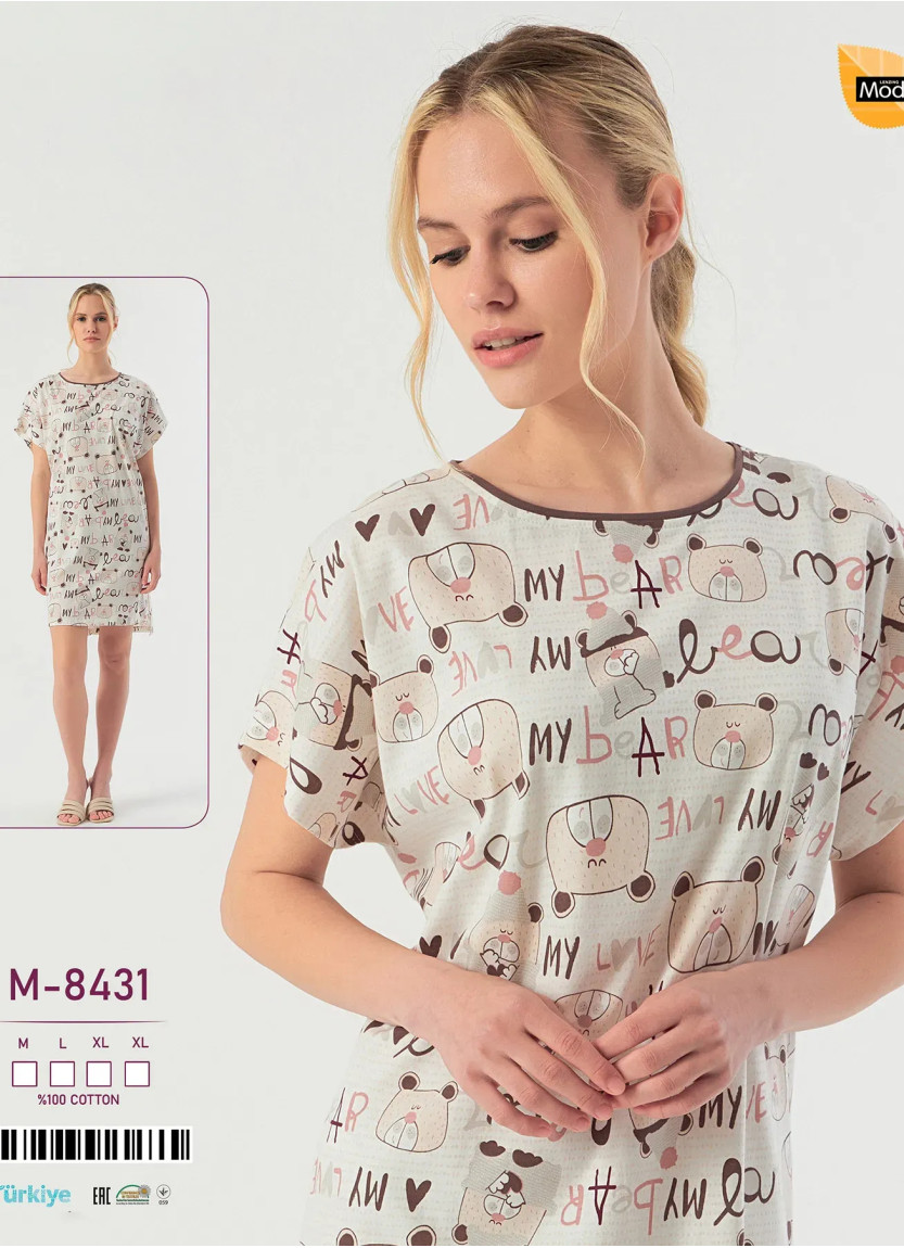 Nightdress Cotton Caroline -8431 (M+L+XL+XL) Caroline M-8431 — Turkish factory wholesale
