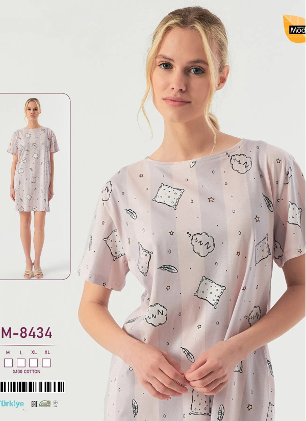 Nightdress Cotton Caroline -8434 (M+L+XL+XL) Caroline M-8434 — Turkey wholesale collection