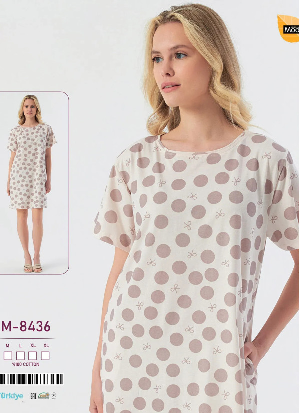 Nightdress Cotton Caroline -8436 (M+L+XL+XL) Caroline M-8436 — Istanbul wholesale supplier