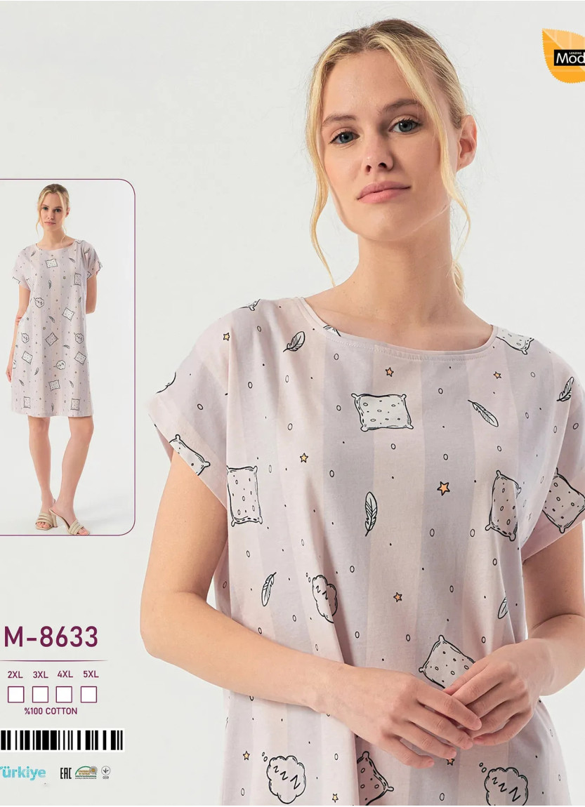 Nightdress Cotton Caroline -8633 (2XL+3XL+4XL+5XL) Caroline M-8633 — Turkey wholesale collection
