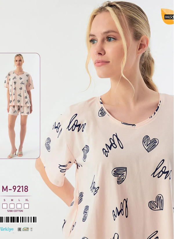 Women's Shorts Set Cotton Caroline -9218 (S+M+L+XL) Caroline M-9218 — Turkish factory wholesale