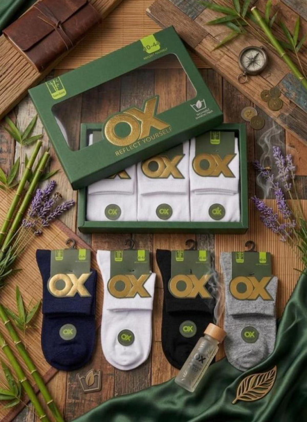 Мужские Длинные Носки из Бамбука в Подарочной Коробке, 12 пар (40–44) OX Bamboo OX ErBmbKsa 350B02 — фабричная коллекция оптом