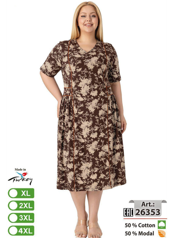 Платье Cotton-MODAL (XL+2XL+3XL+4XL) intensive 26353 — оптом от турецкой фабрики