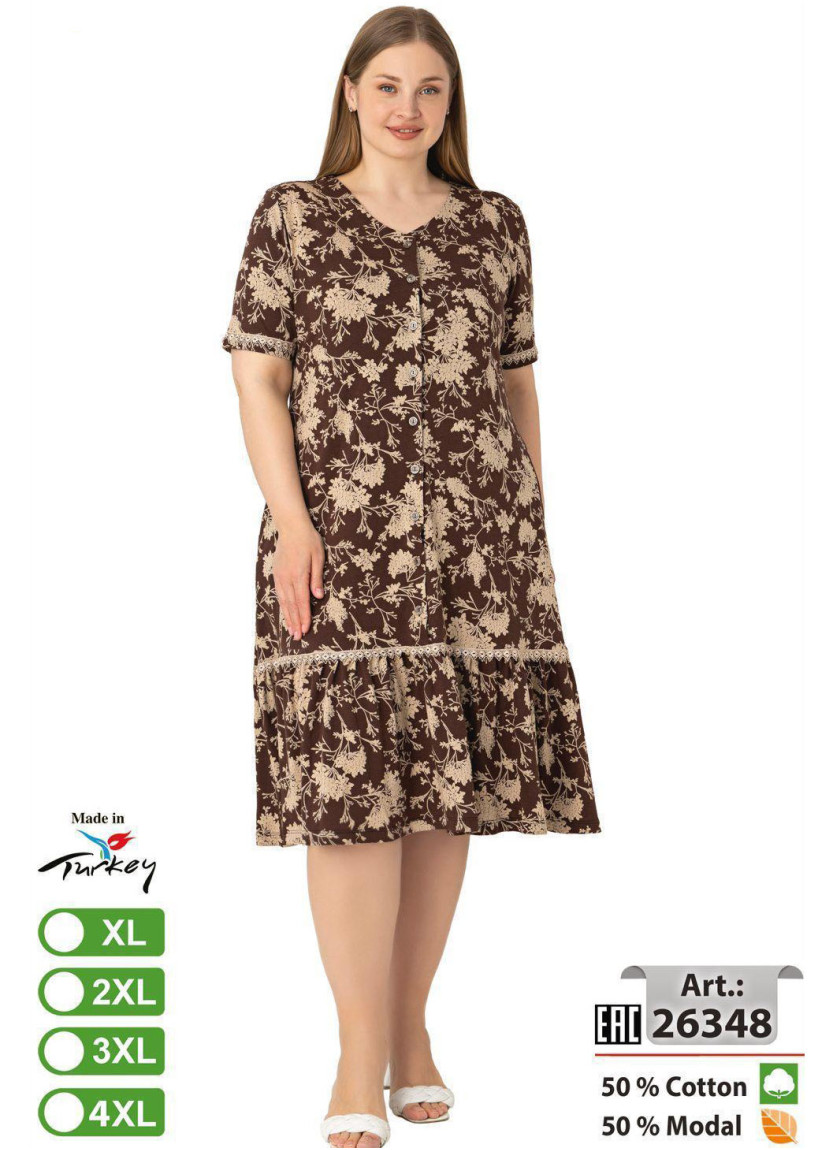 Платье с Пуговицами Cotton-MODAL (XL+2XL+3XL+4XL) intensive 26348 — купить оптом со Стамбула