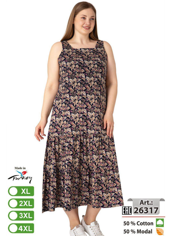 Dress Cotton-MODAL (XL+2XL+3XL+4XL) intensive 26317 — Turkey wholesale collection