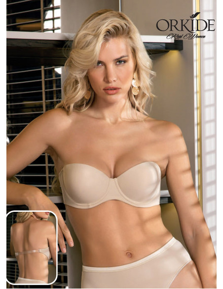 Strapless Push-Up Bra with Transparent Back Orkide 2850 ŞEFFAF — Turkish textile wholesale