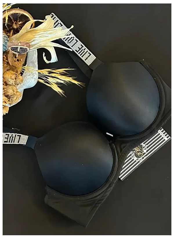 Double Push-Up Bra with Rhinestone Straps Orkide 8825 ORKIDE 8825 NEW Siyah — direct Turkish factory supply