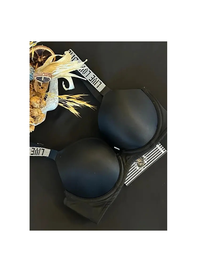 Double Push-Up Bra with Rhinestone Straps Orkide 8825 ORKIDE 8825 NEW Siyah — direct Turkish factory supply