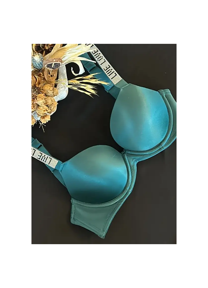 Бюстгальтер Double Push-Up со Стразами на Бретелях Orkide 8825 Изумрудный ORKIDE 8825 NEW Yesil — турецкий текстиль оптом