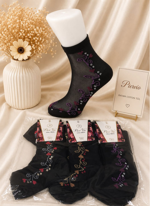 Women’s Socks with Cotton Elements, 12 Pairs/Pack (EU 36–40) (Assorted) Pier Vio PierVio COT 200S08 — wholesale for boutiques