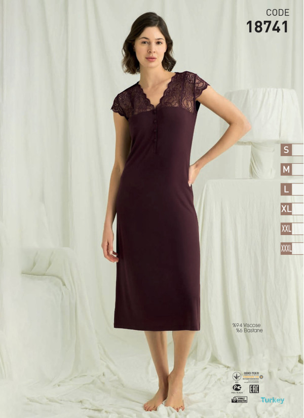 Ночная Сорочка (S+M+L+XL+2XL+3XL) MONAMISE 18741 — фабричная коллекция оптом