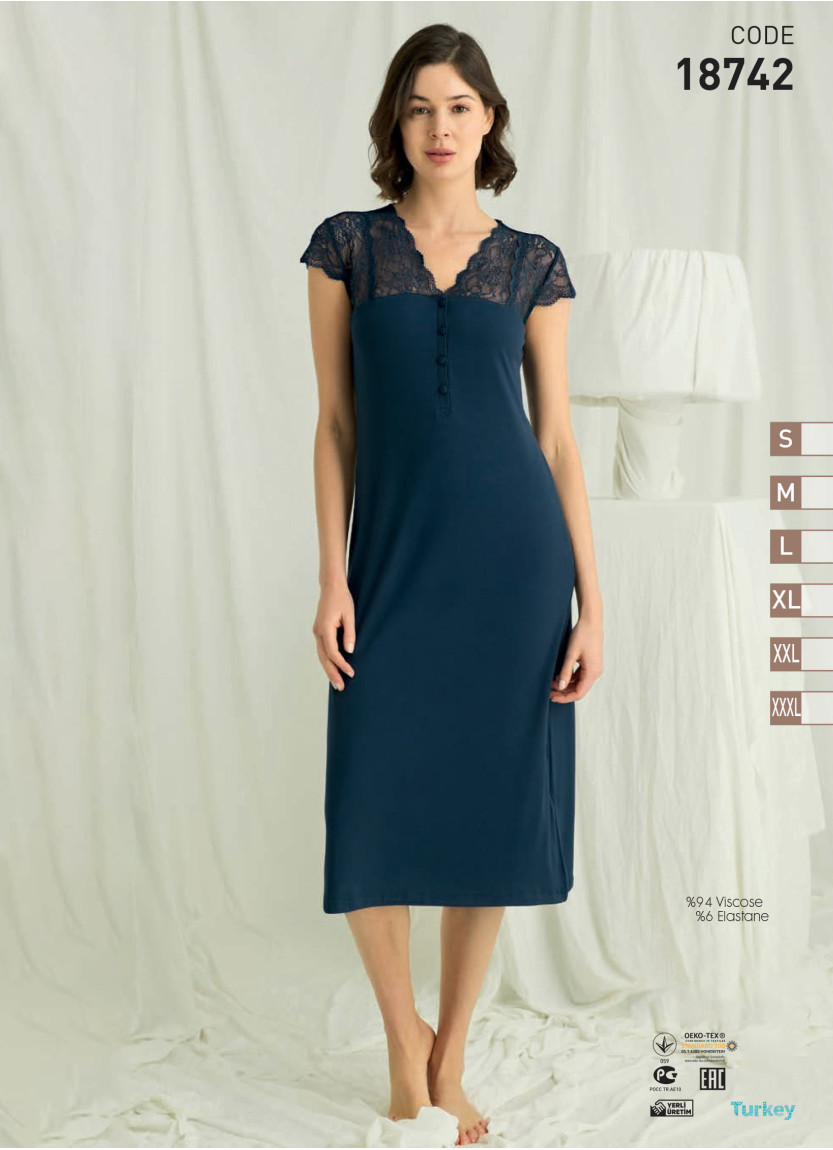 Ночная Сорочка (S+M+L+XL+2XL+3XL) MONAMISE 18742 — прямые поставки из Турции