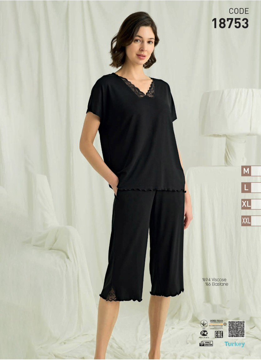 Women’s Viscose and Elastane Capri Set (S+M+L+XL) MONAMISE 18753 — Turkey wholesale collection