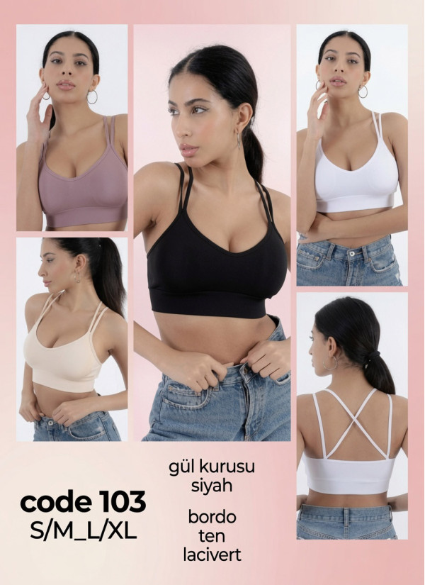 Women’s Crop Top with Double Cross-Back Straps MFO 103 MFO B103 — Turkish factory wholesale 2