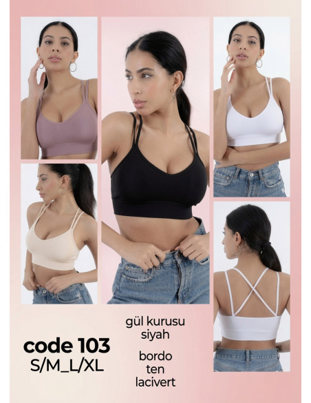 Women’s Crop Top with Double Cross-Back Straps MFO 103 MFO B103 — Istanbul wholesale supplier