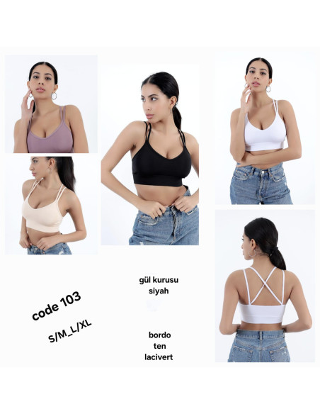 Women’s Crop Top with Double Cross-Back Straps MFO 103 MFO B103 — wholesale for boutiques