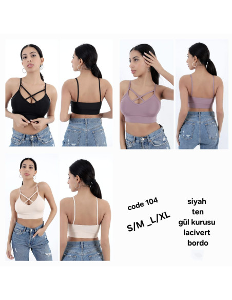 Women’s Crop Top with Front Cross Straps MFO 104 MFO B104 — wholesale for boutiques
