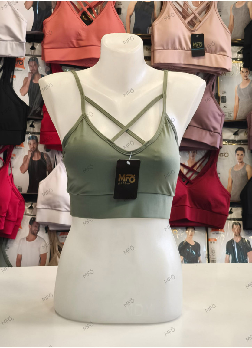 Women’s Crop Top with Front Cross Straps MFO 104 MFO B104 — Istanbul wholesale supplier