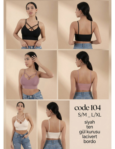 Women’s Crop Top with Front Cross Straps MFO 104 MFO B104 — Turkey wholesale collection