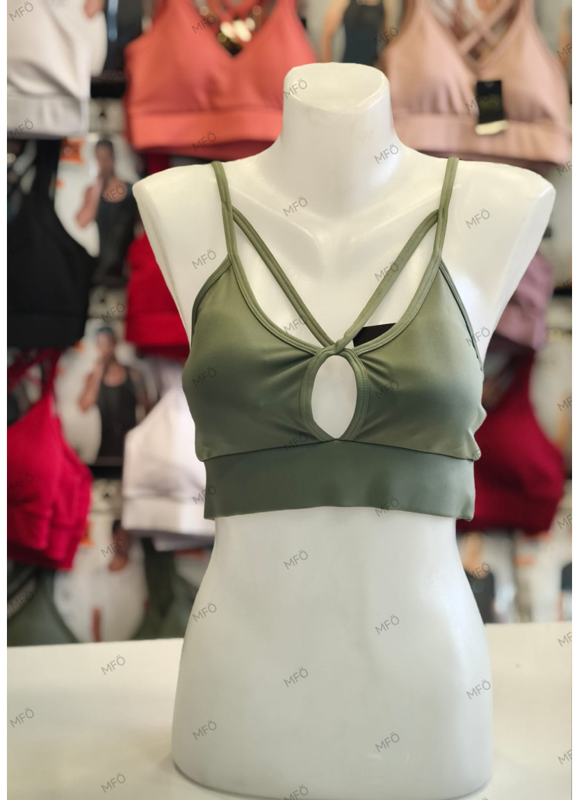 Women’s Damla Crop Top with Decorative Straps and Keyhole Cutout MFO 107 MFO B107 — Turkish factory wholesale