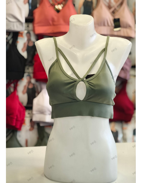 Women’s Damla Crop Top with Decorative Straps and Keyhole Cutout MFO 107 MFO B107 — Turkish factory wholesale