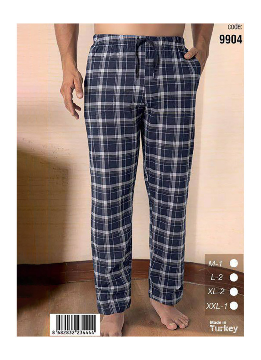 Men’s Cotton Checkered Lounge Pants (M+L+L+XL+XL+2XL) SeamLife 9904 — direct Turkish factory supply