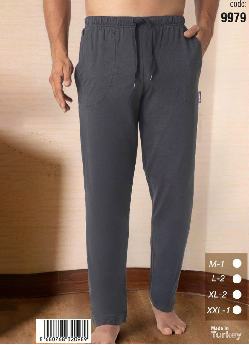 Брюки Мужские Хлопковые Домашние в Клетку (M+L+L+XL+XL+2XL) SeamLife 9979 — турецкий текстиль оптом