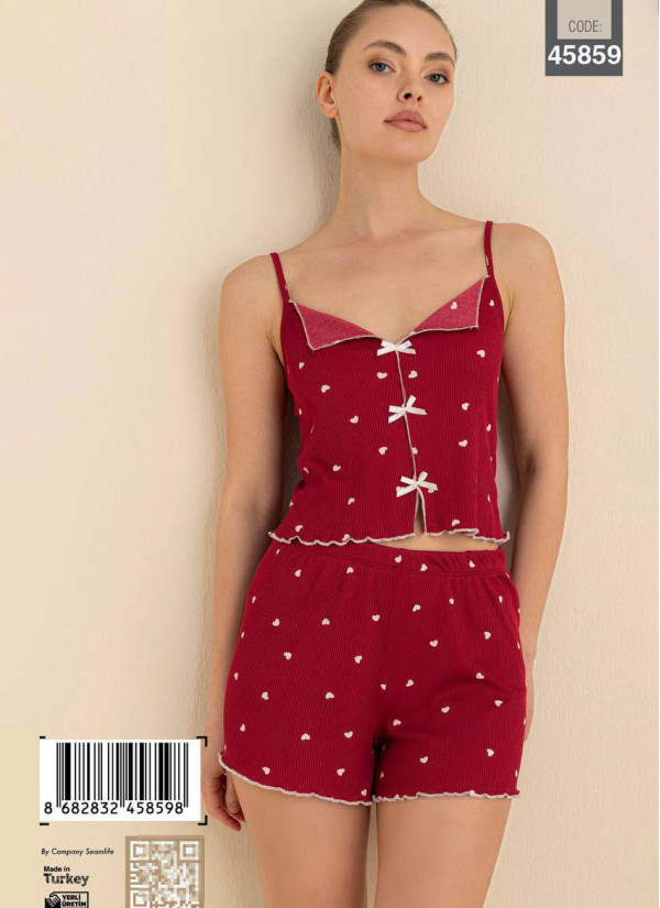 Women’s Camisole and Shorts Pajama Set (S+M+L+XL) CAGRI 45859 — Turkish textile wholesale