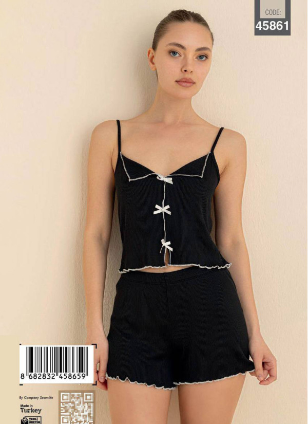 Women’s Camisole and Shorts Pajama Set (S+M+L+XL) CAGRI 45861 — direct Turkish factory supply