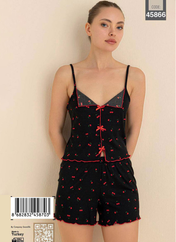 Women’s Camisole and Shorts Pajama Set (S+M+L+XL) CAGRI 45866 — factory-direct from Turkey