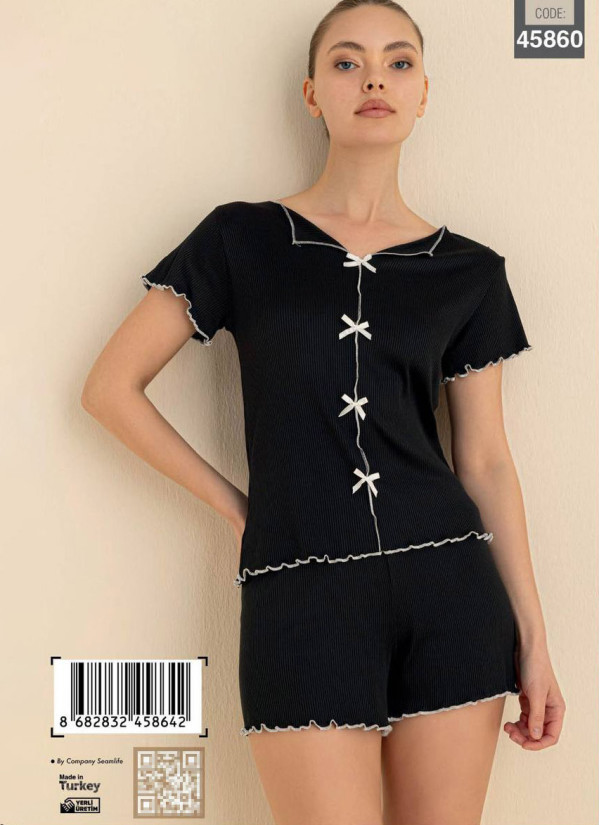 Women’s Pajama Set with Shorts and Short Sleeves (S+M+L+XL) CAGRI 45860 — Turkish textile wholesale
