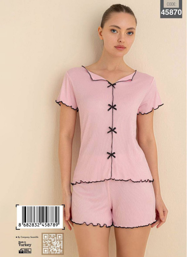 Women’s Pajama Set with Shorts and Short Sleeves (S+M+L+XL) CAGRI 45870 — wholesale from Turkey