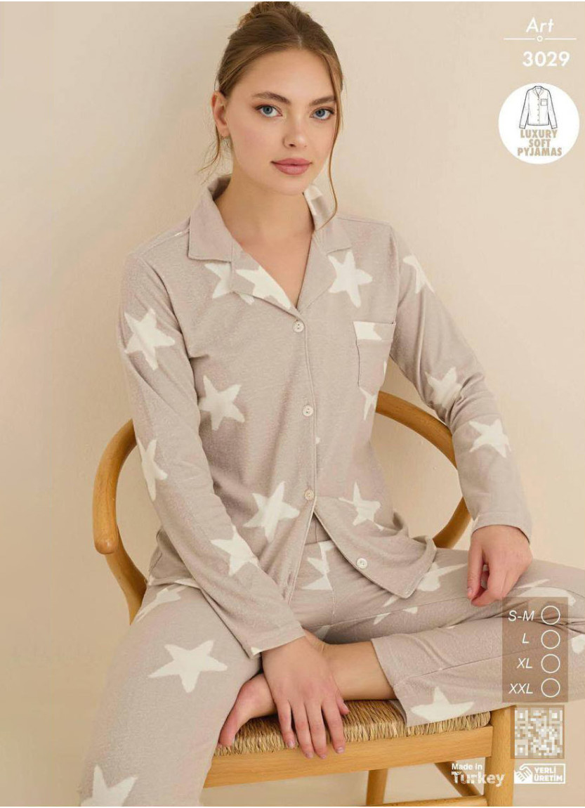 Women’s Soft and Warm Button-Front Pajama Set (SM+L+XL+2XL) LUXURY SOFT CAGRI 3029 — Turkish textile wholesale