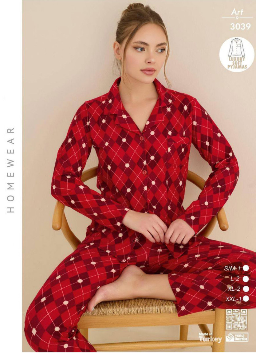Women’s Soft and Warm Button-Front Pajama Set (SM+L+XL+2XL) LUXURY SOFT CAGRI 3039 — factory-direct from Turkey